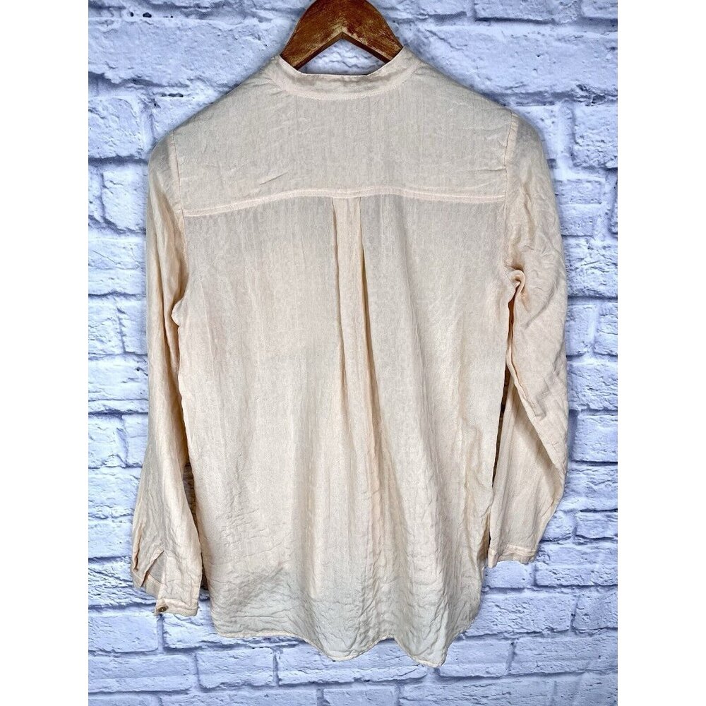 EILEEN FISHER Women's Peach Silk/Cotton Button Down Blouse - Picture 5 of 5